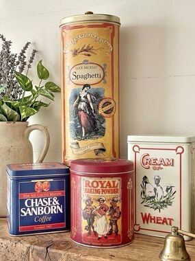 Vintage Advertising Tins Set of 4 Bristolware 90s Kitchen Decor Replicas Bundle